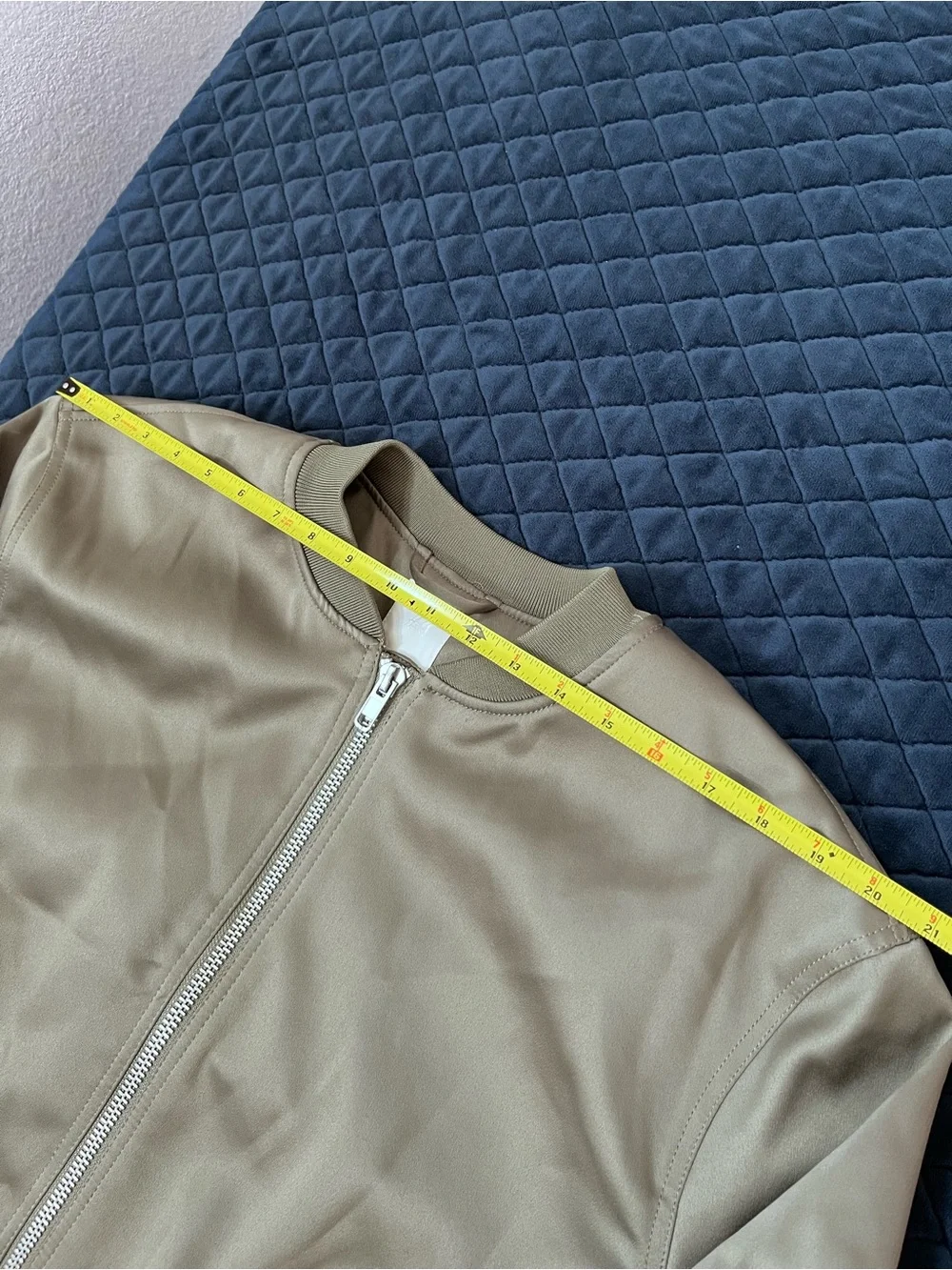 H&M Olive Green Bomber Jacket - Zip Front - Ruffled Sleeves - Sleek - Stylish